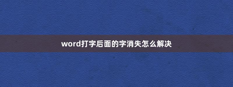 word打字后面的字消失怎么解決